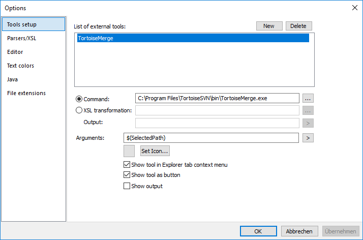 JSONBuddy for Windows custom user-tool configuration dialog
