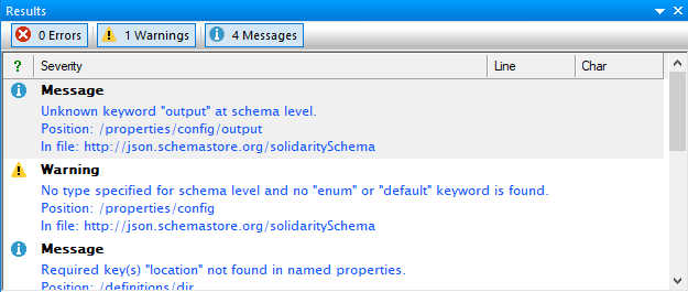JSON Schema analyzer results in JSONBuddy