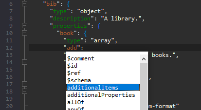 JSON Schema keyword completion in the JSONBuddy Windows editor