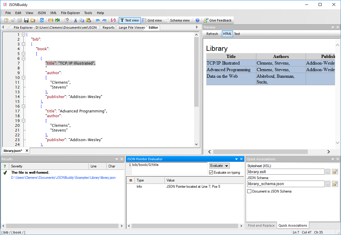 JSON Pointer evaluation in JSONBuddy